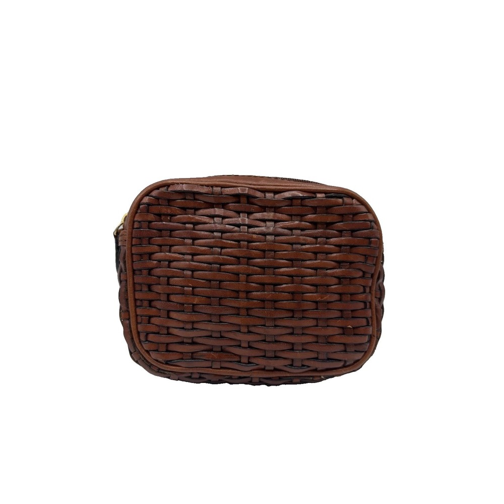 Talbots Leather Brown Woven Mini Belt Bag